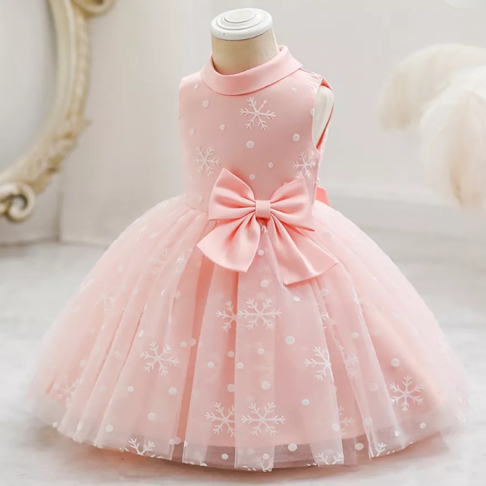 Pink Winter Holiday Snowflake Princess Dress